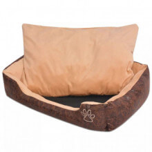 Cama para perro con cojín PU cuero artificial talla M marrón Vida XL