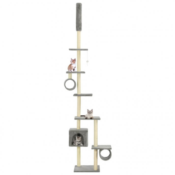 Rascador para gatos con poste rascador de sisal 260 cm gris Vida XL