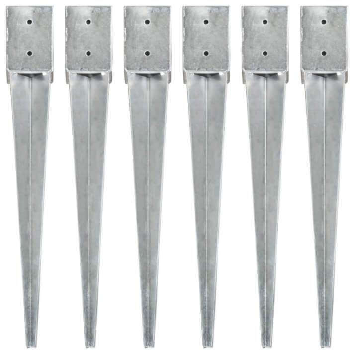 Picas de tierra 6 uds acero galvanizado plateado 10x10x76 cm Vida XL