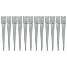 Picas de tierra 12 uds acero galvanizado plateado 10x10x76 cm Vida XL