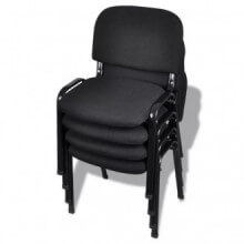 Sillas de oficina apilables 4 piezas de tela negra Vida XL