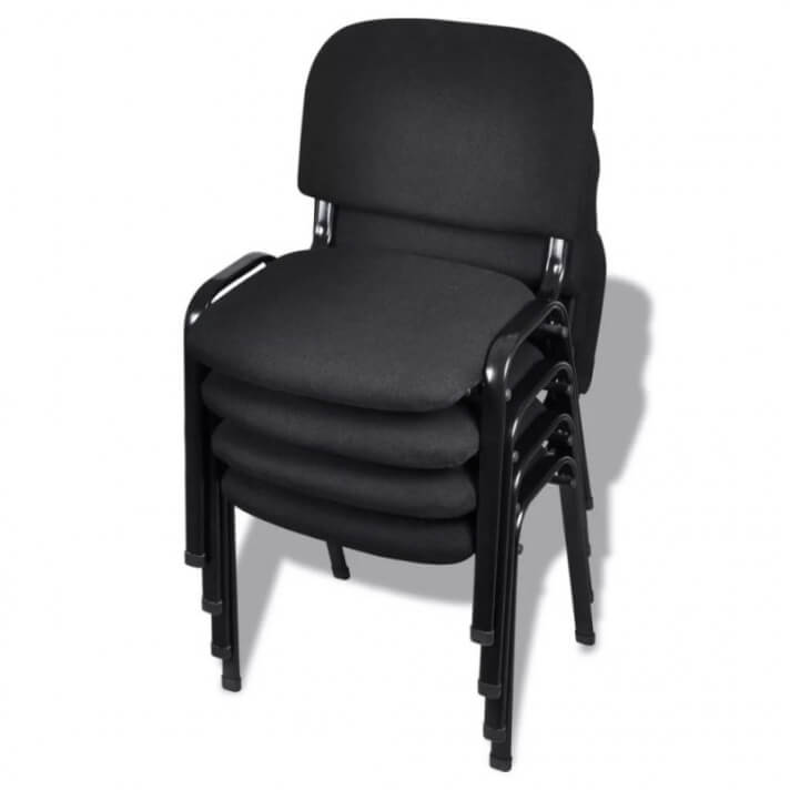 Sillas de oficina apilables 4 piezas de tela negra Vida XL