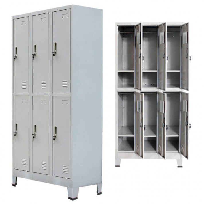 Armario taquilla con 6 compartimentos acero gris 90x45x180 cm Vida XL
