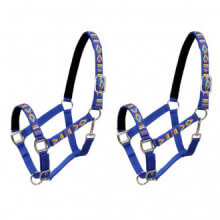 Cabezadas de caballo nylon tamaño grande azul 2 unidades Vida XL
