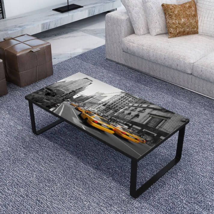 Mesa de centro superficie de vidrio foto New York rectangular Vida XL