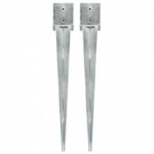 Picas de tierra 2 uds acero galvanizado plateado 12x12x89 cm Vida XL