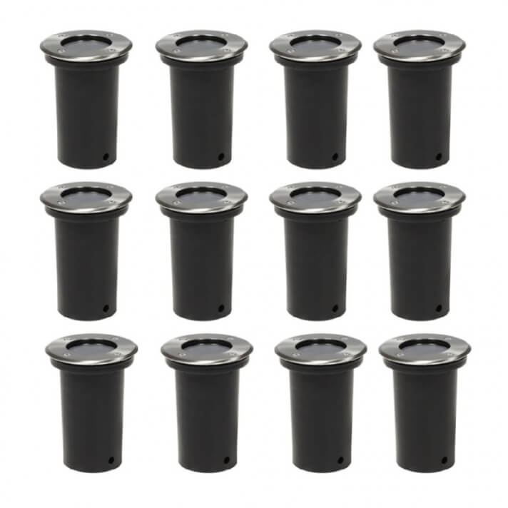 Focos empotrables de suelo de jard&iacute;n redondos 12 uds Vida XL