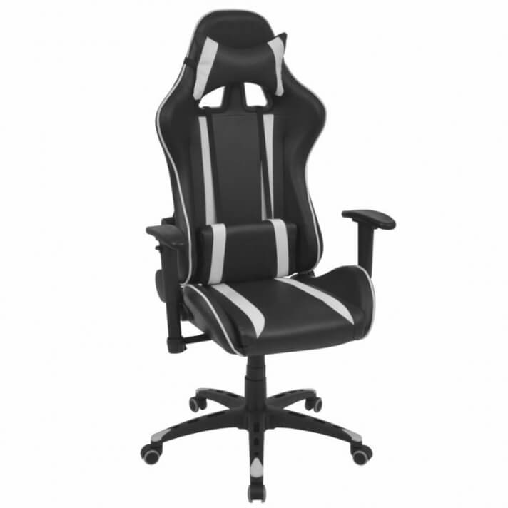Silla de escritorio Racing reclinable cuero artificial blanca Vida XL