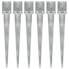 Picas de tierra 6 uds acero galvanizado plateado 12x12x89 cm Vida XL