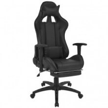 Silla de escritorio Racing reclinable con reposapiés negra Vida XL
