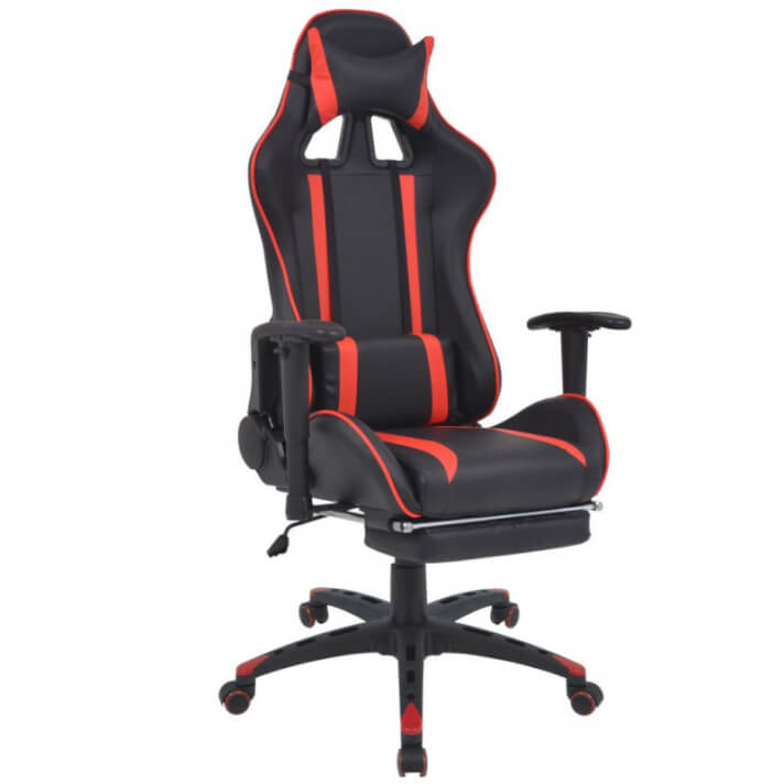 Silla de escritorio Racing reclinable con reposapi&eacute;s roja Vida XL