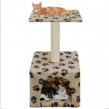Rascador para gatos con poste de sisal 55 cm huellas beige Vida XL