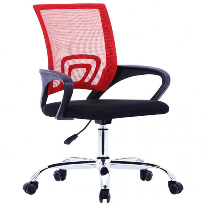 Silla de oficina con respaldo de malla y tela roja Vida XL