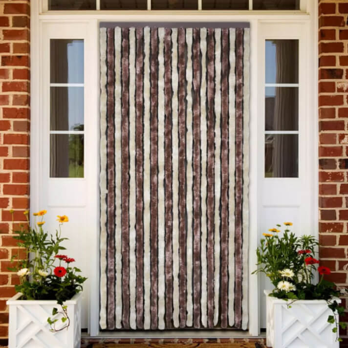 Cortina mosquitera beige y marr&oacute;n claro chenilla 90x220 cm Vida XL