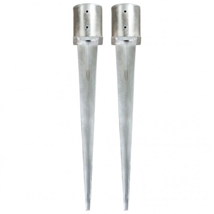 Picas de tierra 2 unidades acero galvanizado plateado 12x91 cm Vida XL