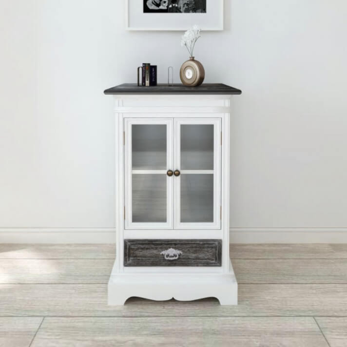 Vitrina baja con dos puertas y un cajón de madera blanca Vida XL