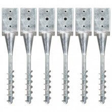 Picas de tierra 6 unidades acero galvanizado plateado 9x9x56 cm Vida XL
