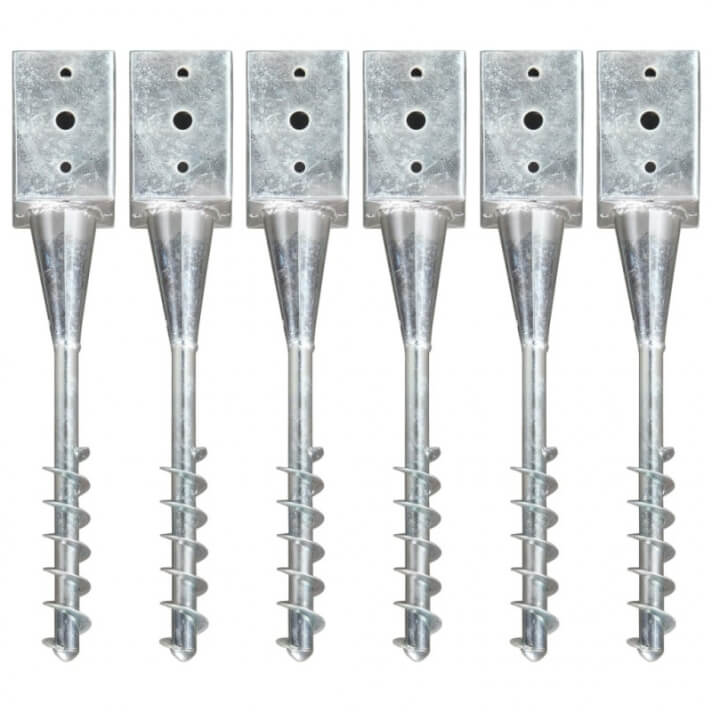 Picas de tierra 6 unidades acero galvanizado plateado 9x9x56 cm Vida XL