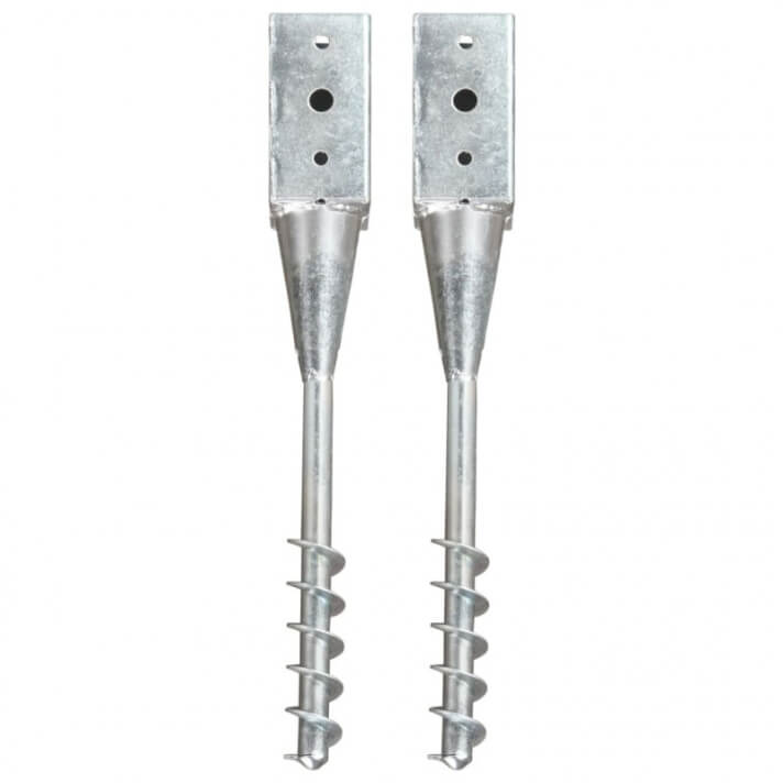 Picas de tierra 2 uds acero galvanizado plateado 10x10x57 cm Vida XL