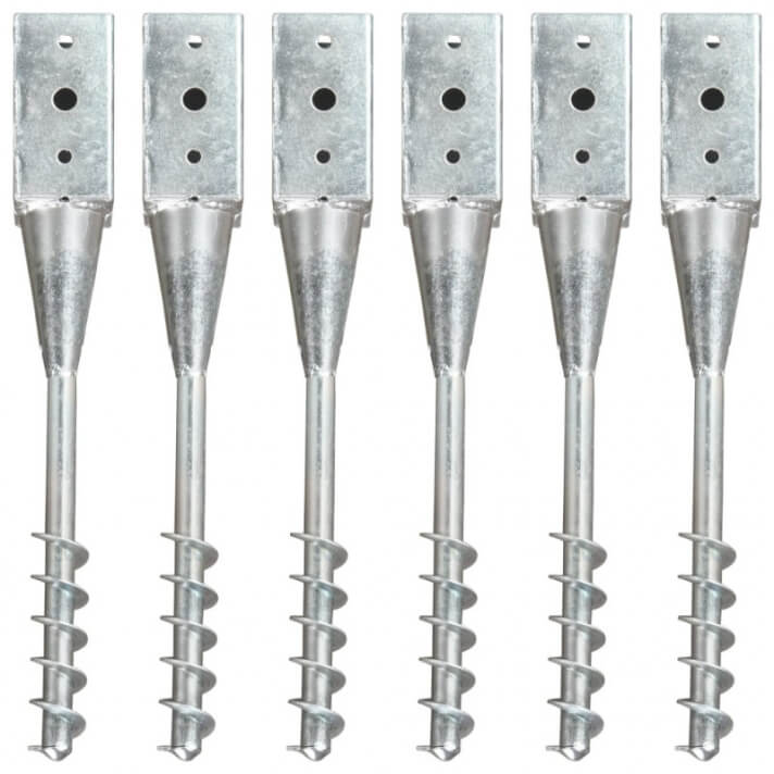 Picas de tierra 6 uds acero galvanizado plateado 10x10x57 cm Vida XL