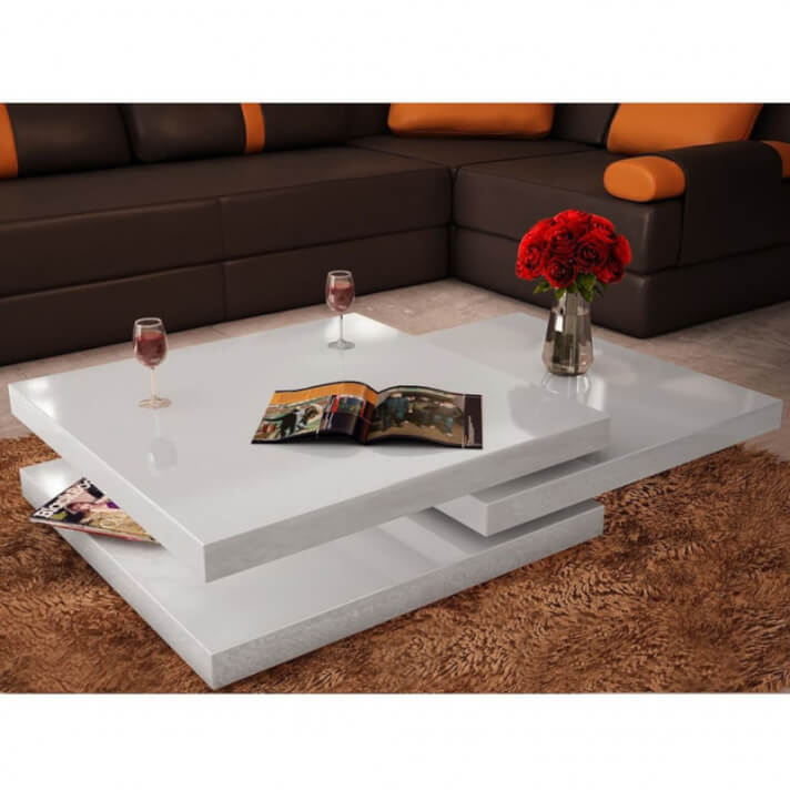 Mesa de centro de 3 niveles blanco con brillo Vida XL