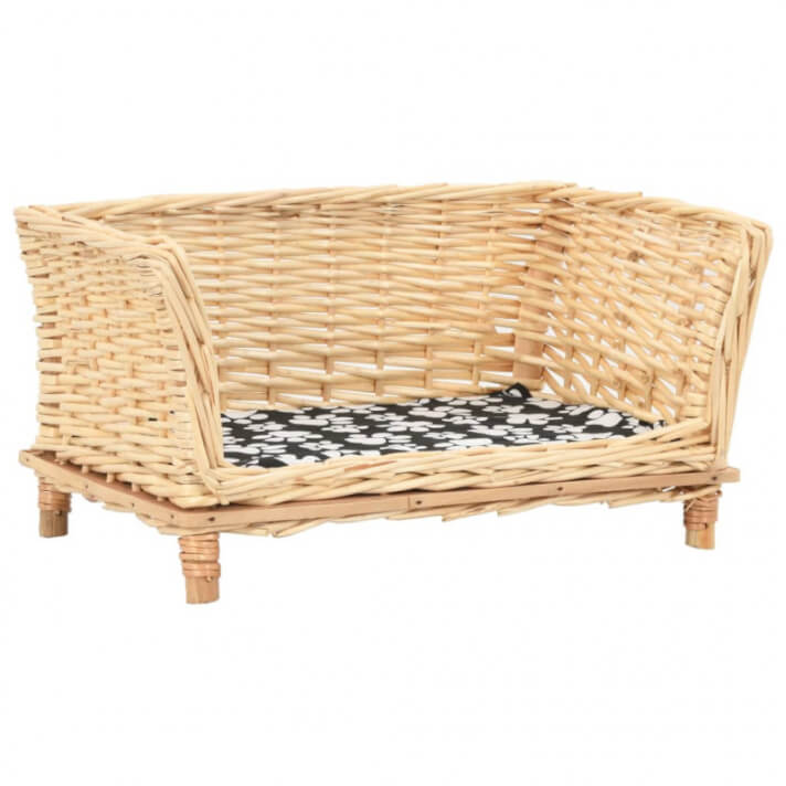 Cesta para perros con coj&iacute;n sauce natural 50x33x35 cm Vida XL