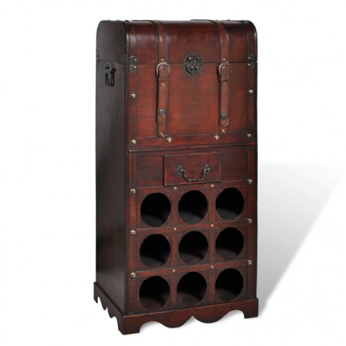 Botellero de madera para 9 botellas ba&uacute;l con caj&oacute;n Vida XL