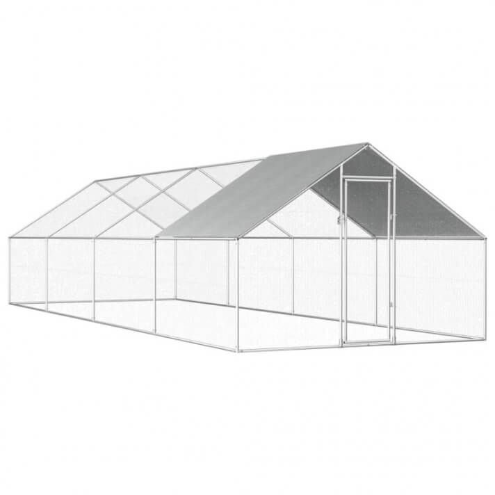 Jaula gallinero de exterior de acero galvanizado 2,75x8x2 m Vida XL