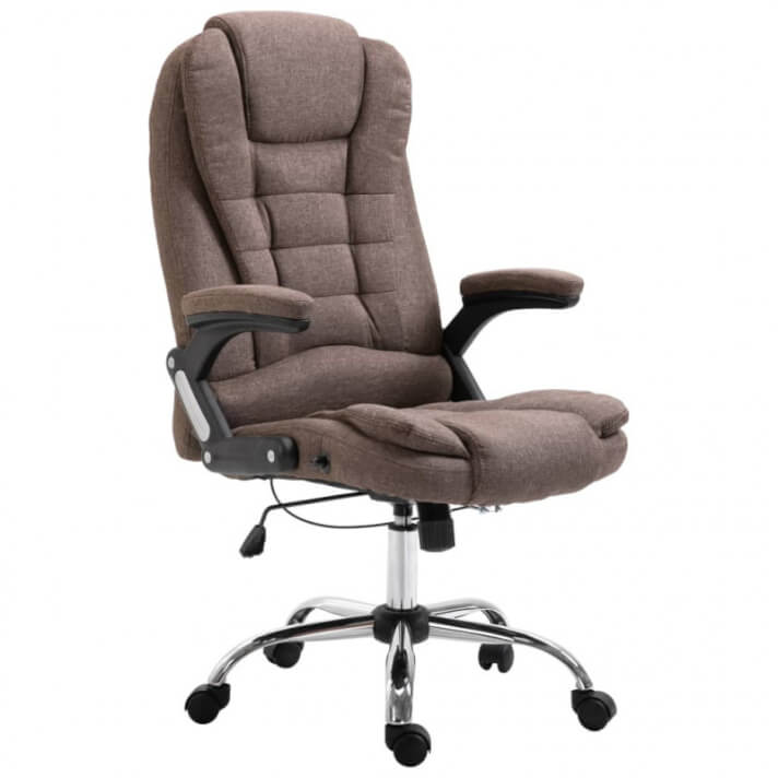 Silla de oficina de poli&eacute;ster marr&oacute;n Vida XL