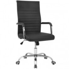 Silla de oficina de cuero artificial negra 55x63 cm Vida XL