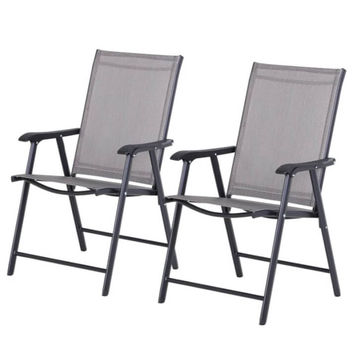 Juego de 2 sillas plegables gris Outsunny