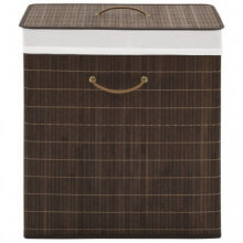 Cesto de la ropa de bambú rectangular marrón oscuro Vida XL