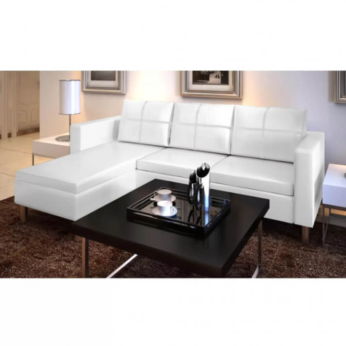 Sof&aacute; modular de 3 plazas de cuero artificial blanco Vida XL