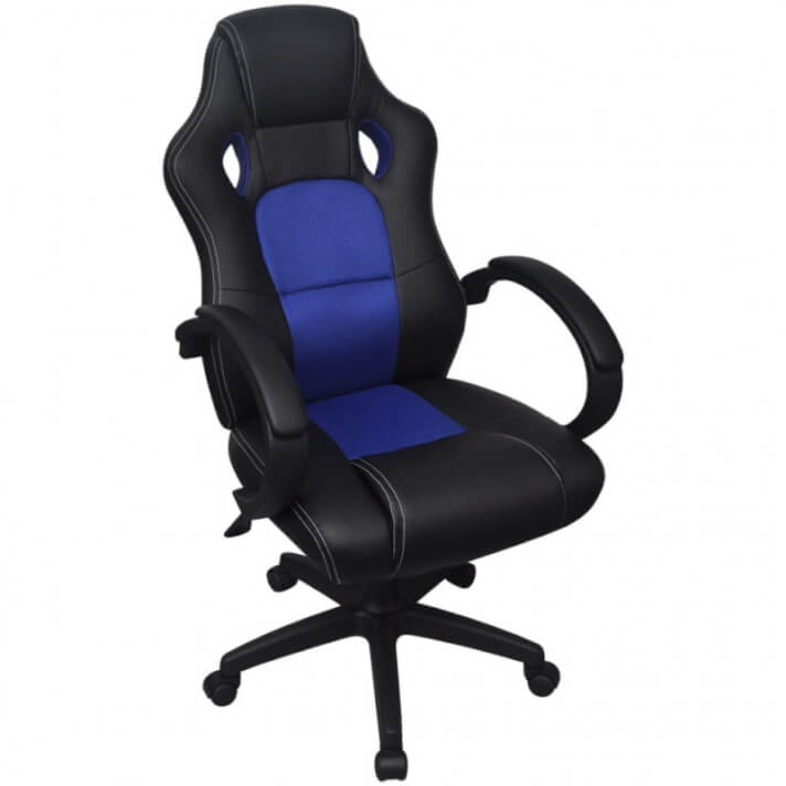 Silla de Oficina Ejecutiva de Carreras Azul Cuero Sint&eacute;tico Vida XL
