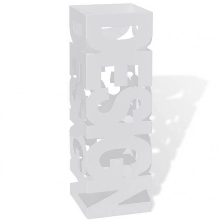 Parag&uuml;ero cuadrado blanco de acero, 48.5cm, guarda bastones Vida XL