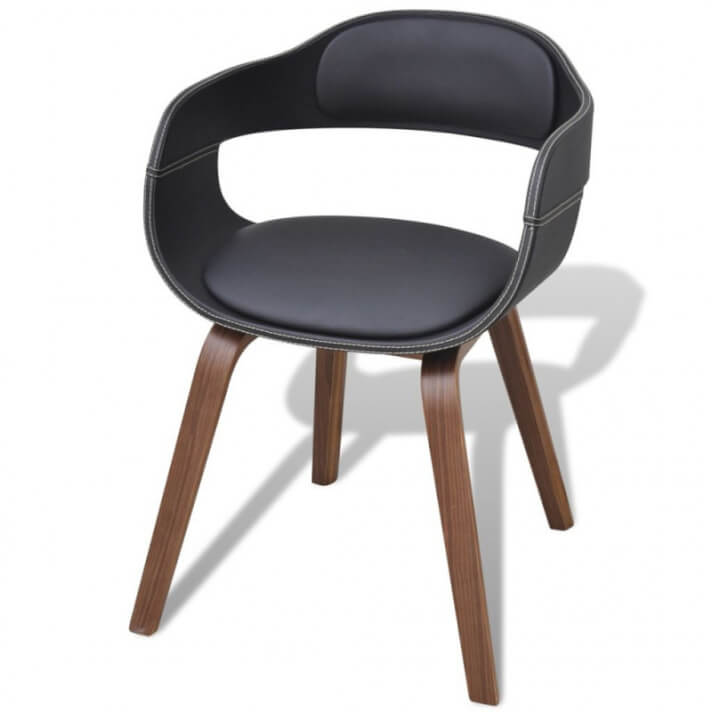 Silla de comedor de madera curvada y cuero artificial Vida XL