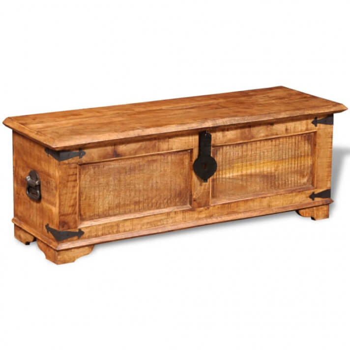 Ba&uacute;l de almacenamiento de madera de mango rugosa Vida XL