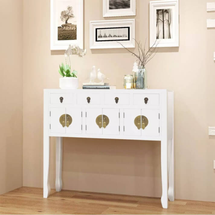 Aparador de estilo chino de madera maciza blanco Vida XL