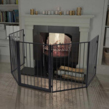 Valla reja de chimenea para mascotas acero negro Vida XL