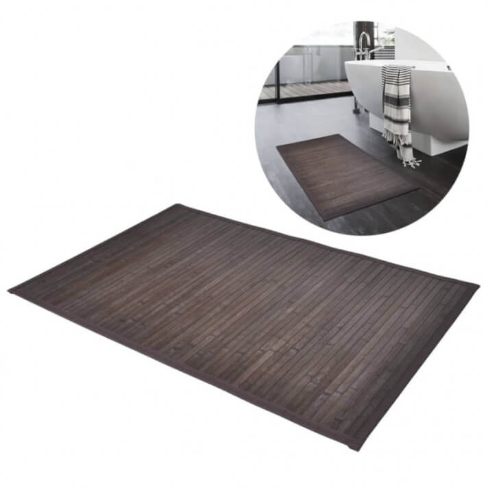 2 alfombrillas de baño de bambú 40 x 50cmmarrón oscuro Vida XL