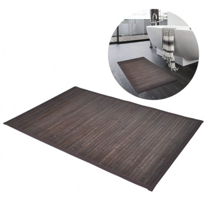 Alfombrilla de ba&ntilde;o de bamb&uacute; 60 x 90cmmarr&oacute;n oscuro Vida XL