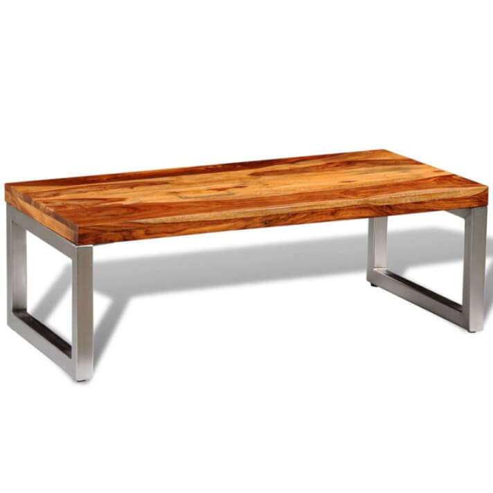 Mesa de centro de madera de sheeshammaciza y patas de acero Vida XL