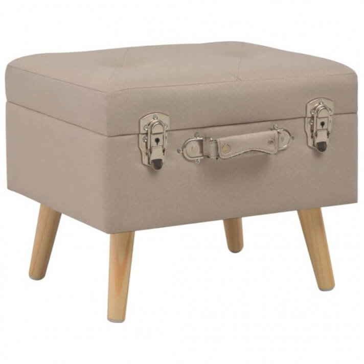 Taburete de almacenamiento 40cm beige de tela Vida XL