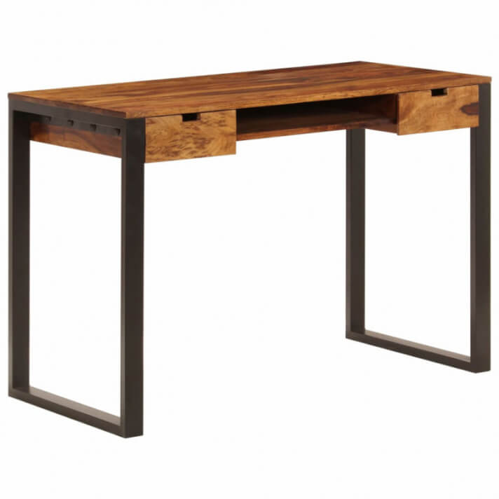 Escritorio de madera maciza de sheesham y acero 110x55x78cm Vida XL