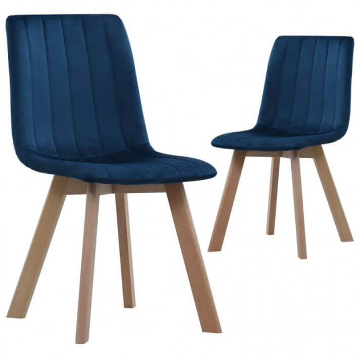 Sillas de comedor 2 unidades terciopelo azul Vida XL