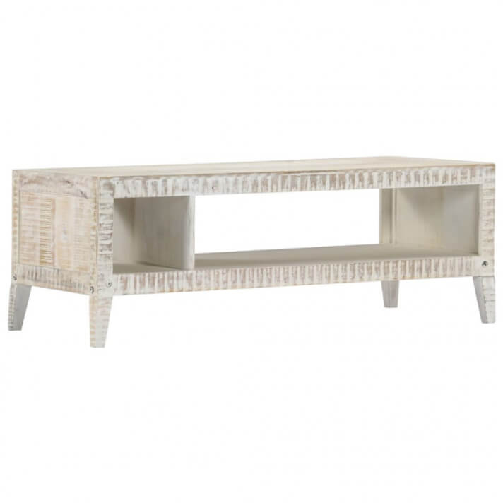 Mesa de centro 110x50x40cmmaderamaciza demango blanca Vida XL