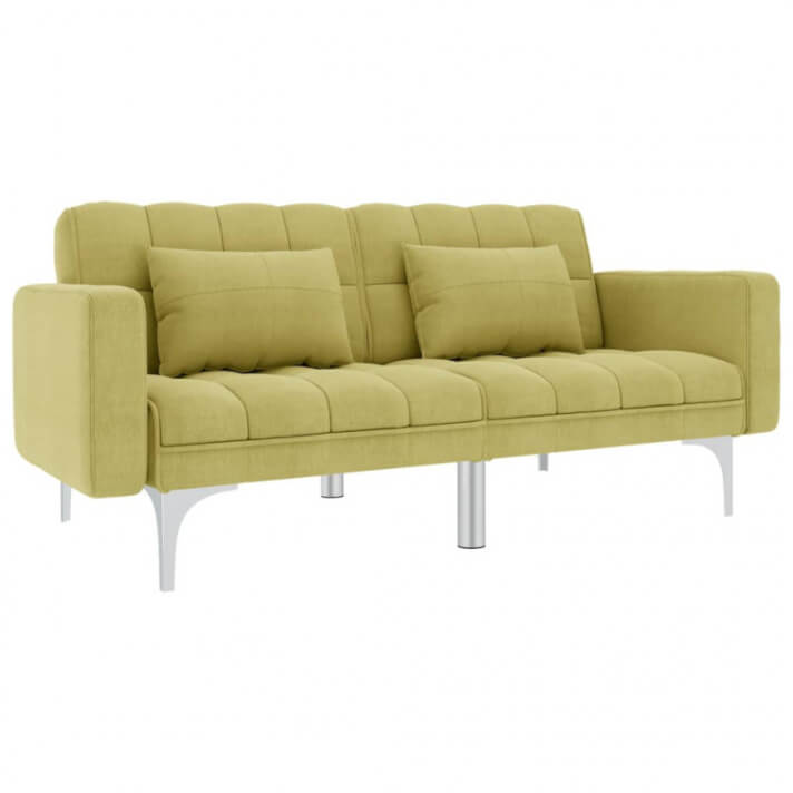 Sof&aacute; cama de tela verde Vida XL