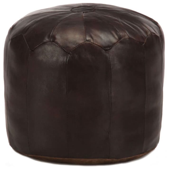 Pufmarr&oacute;n oscuro 40x35cm cuero aut&eacute;ntico de cabra Vida XL