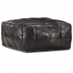 Puf negro 60x60x30cm cuero aut&eacute;ntico de cabra Vida XL