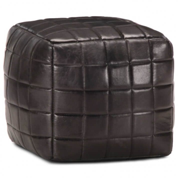 Puf negro 40x40x40cm cuero aut&eacute;ntico de cabra Vida XL